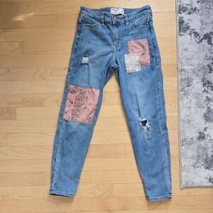 abercrombie kids Light Blue Skinny Jeans with Pink Patchwork